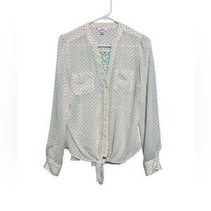 Candies Polka Dot black and white blouse Size Large with roll tab sleeves.